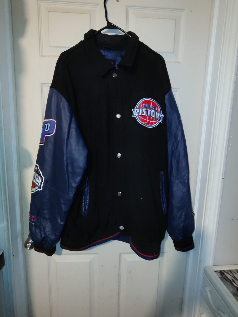 NBA Black & Navy Detroit Pistons Varsity Jacket